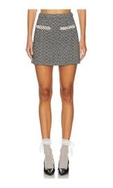 Selfportrait Herringbone Mini Skirt In Black at Revolve