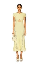 Selfportrait Knit Lace Insert Midi Dress In Yellow at Revolve