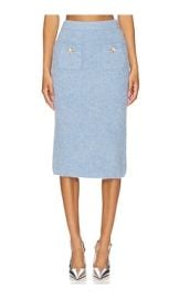 Selfportrait Soft Knit Midi Skirt In Blue at Revolve