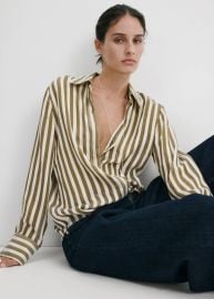 Semi-sheer striped lyocell shirt - Women MANGO USA at Mango