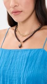 Semiprecious Beaded Charm Necklace in dark chicory at Shopbop