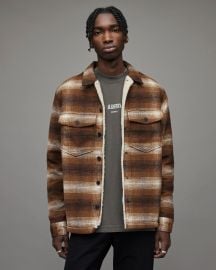 Seneca Check Sherpa Lined Jacket Brown ALLSAINTS US at All Saints