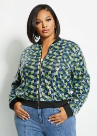 Sequin Bomber Jacket by Ashley Stewart at Ashley Stewart