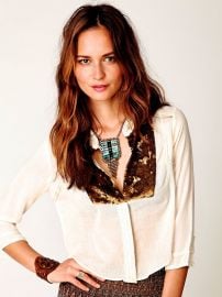 Sequin Button Down at Free People