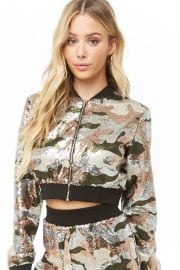 Sequin Camo Bomber Jacket at Forever 21