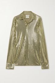 Sequin Embellished Satin Jersey Shirt by Bottega Veneta at Net A Porter