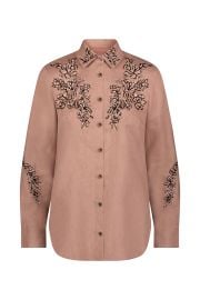 Sequin Floral Embroidery Shirt Lela Rose at Lela Rose
