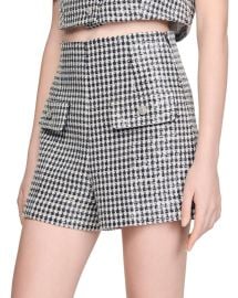 Sequin Houndstooth Cropped Tweed Jacket & Shorts at Bloomingdales