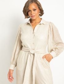 Sequin Jumpsuit With Collar  Women39s Plus Size Dresses at ELOQUII