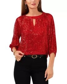 Sequin Keyhole Detail Raglan Sleeve Top at Macys