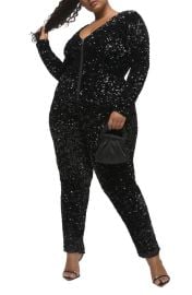 Sequin Long Sleeve Jumpsuit by Good American at Nordstrom Rack