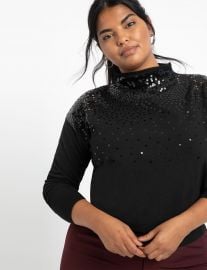 Sequin Mock Neck Sweater at Eloquii