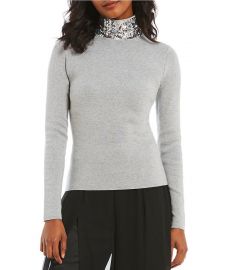 Sequin Neck Turtleneck by Eliza J at Dillards