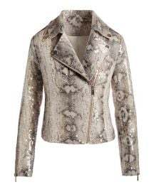 Sequin Snake Moto Jacket Gray Multi at Boston Proper