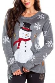 Sequin Snowman Christmas Sweater at Amazon