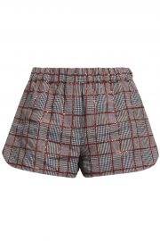 Sequin-embellished checked linen shorts at The Outnet