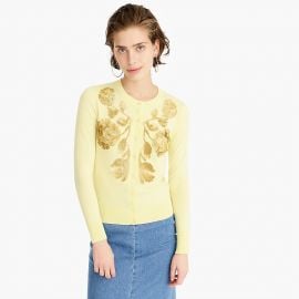 Sequin floral embroidered cotton Jackie cardigan sweater Item J4839 at J. Crew