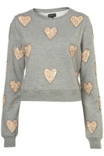 Sequin heart sweater at Topshop at Topshop