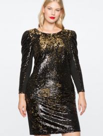 Sequin puff sleeve dress at Eloquii