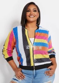 Sequined Bomber Jacket by Ashley Stewart at Ashley Stewart