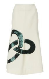 Sequined Flared Crepe Midi-Skirt at Moda Operandi