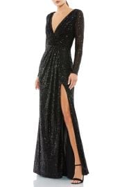 Sequined Long Sleeve High Slit Gown at Nordstrom