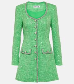 Sequined boucl minidress in green - Self Portrait at Mytheresa