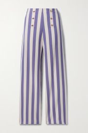 Serafina button-embellished striped cotton-twill wide-leg pants at Net a Porter