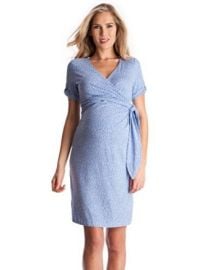 Seraphine Maternity Womenand39s Baby Blue Polka Dot Maternity Dress at Amazon