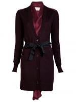 Serena's red cardigan with ribbon at Farfetch