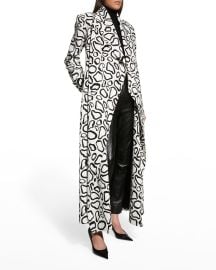 Sergio Hudson Abstract-Print Long Swing Coat at Neiman Marcus