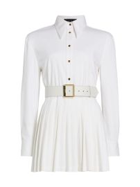 Sergio Hudson Belted Pleated Mini Shirtdress at Saks Fifth Avenue