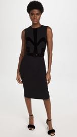 Sergio Hudson Belted Velvet Embellished Dress at Shopbop