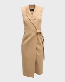 Sergio Hudson Blazer Style Wrap Dress With Tie Belt at Neiman Marcus