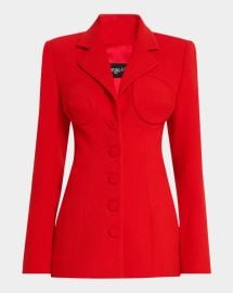 Sergio Hudson Bustier Stretch Wool Crepe Fitted Jacket at Neiman Marcus