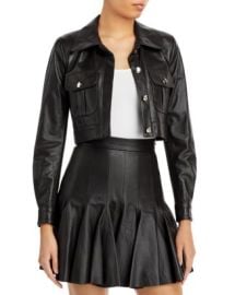 Sergio Hudson Cropped Leather Jacket Bloomingdales at Bloomingdales