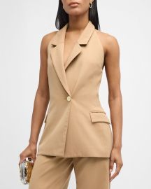 Sergio Hudson Double-Breasted Tailored Halter Vest at Neiman Marcus