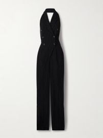 Sergio Hudson Double breasted pinstriped twill jumpsuit at Net a Porter