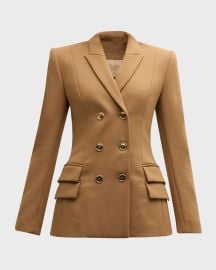 Sergio Hudson Fitted Wool Double-Breasted Jacket at Neiman Marcus