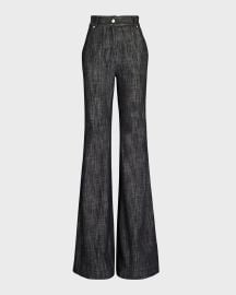 Sergio Hudson Heathered Wide Flare Trousers at Neiman Marcus