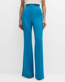 Sergio Hudson High-Rise Flared Wool Crepe Pants at Neiman Marcus