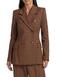 Sergio Hudson Houndstooth Double Breasted Blazer at Saks Fifth Avenue