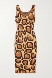 Sergio Hudson Leopard Jacquard Knit Midi Dress at Net A Porter