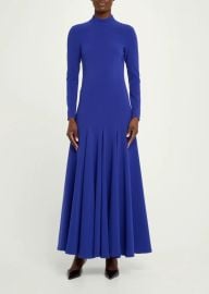 Sergio Hudson Mock Neck Slim Dress with Sweep - at Bergdorf Goodman