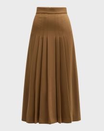 Sergio Hudson Pleated Wool Midi Skirt at Neiman Marcus