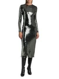 Sergio Hudson Sequined Long Sleeve Body Con Midi Dress at Saks Fifth Avenue