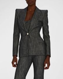 Sergio Hudson Single Breasted Heathered Blazer Jacket at Neiman Marcus