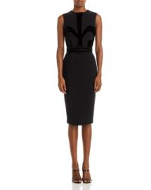 Sergio Hudson Sleeveless Belted Velvet Trim Dress Bloomingdales at Bloomingdales