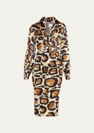 Sergio Hudson Tie Top Animal Print Midi Dress at Bergdorf Goodman