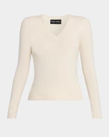 Sergio Hudson V Neck Cotton Cashmere Jersey Sweater at Neiman Marcus